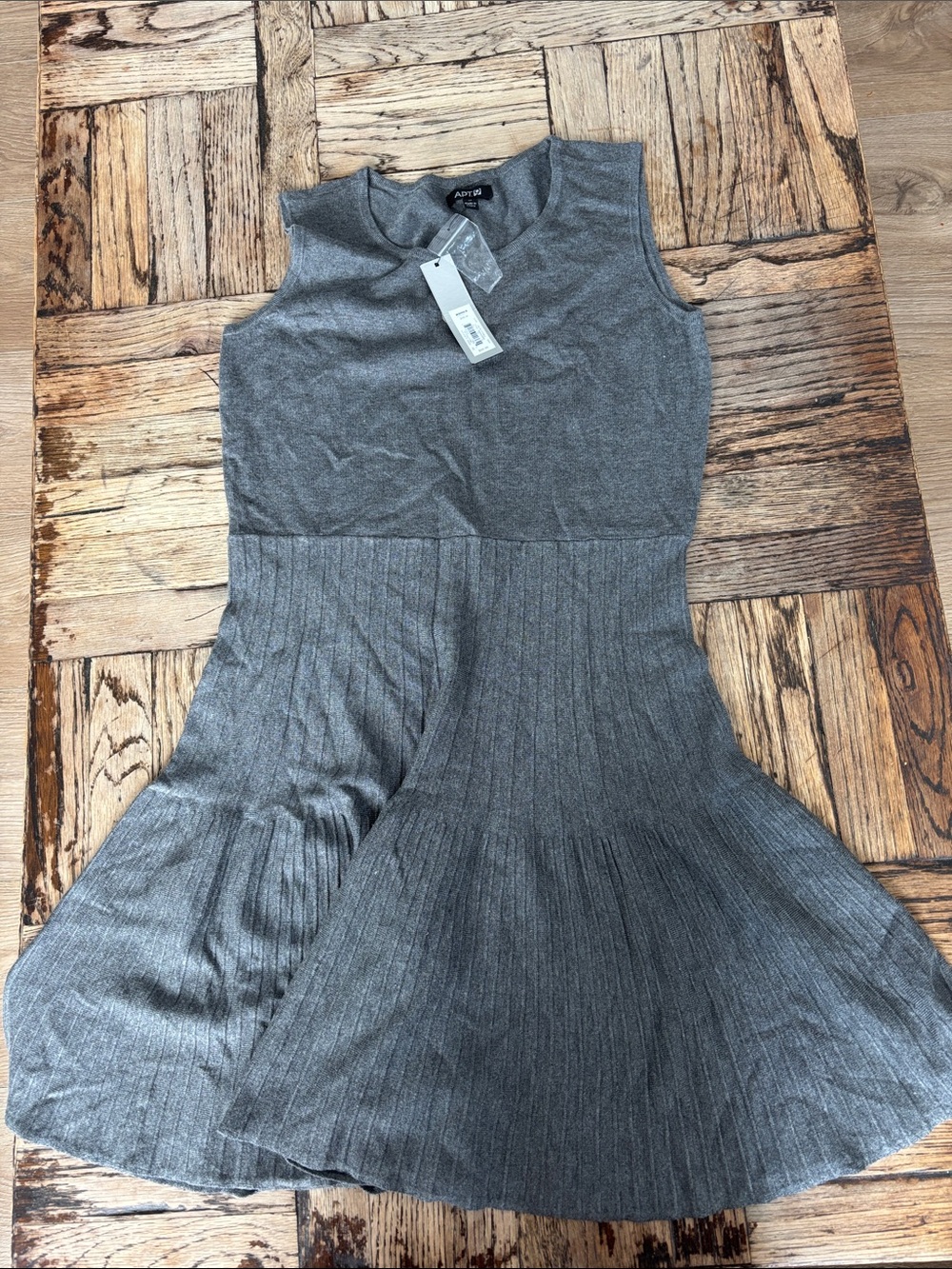 Apt. 9 Gray Ribbed Fit-and-Flare Sleeveless Dress